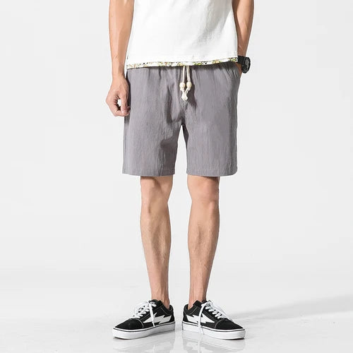 Shorts Men Cotton Linen Casual Shorts Mens Sweat Pants Summer Breathable Comfortable Drawstring Soft Shorts Men Streetwear Pants