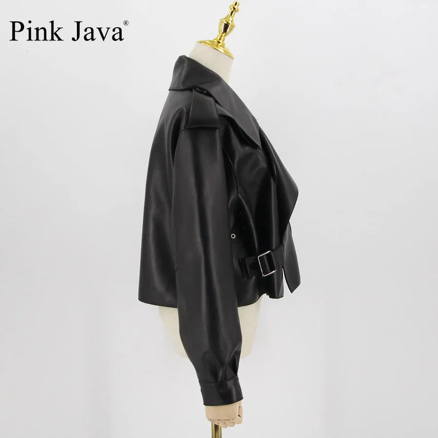 Pink Java QC20003   new arrival real leather jacket  women coat genuine sheep leather coat luxury fashion hot sale dress