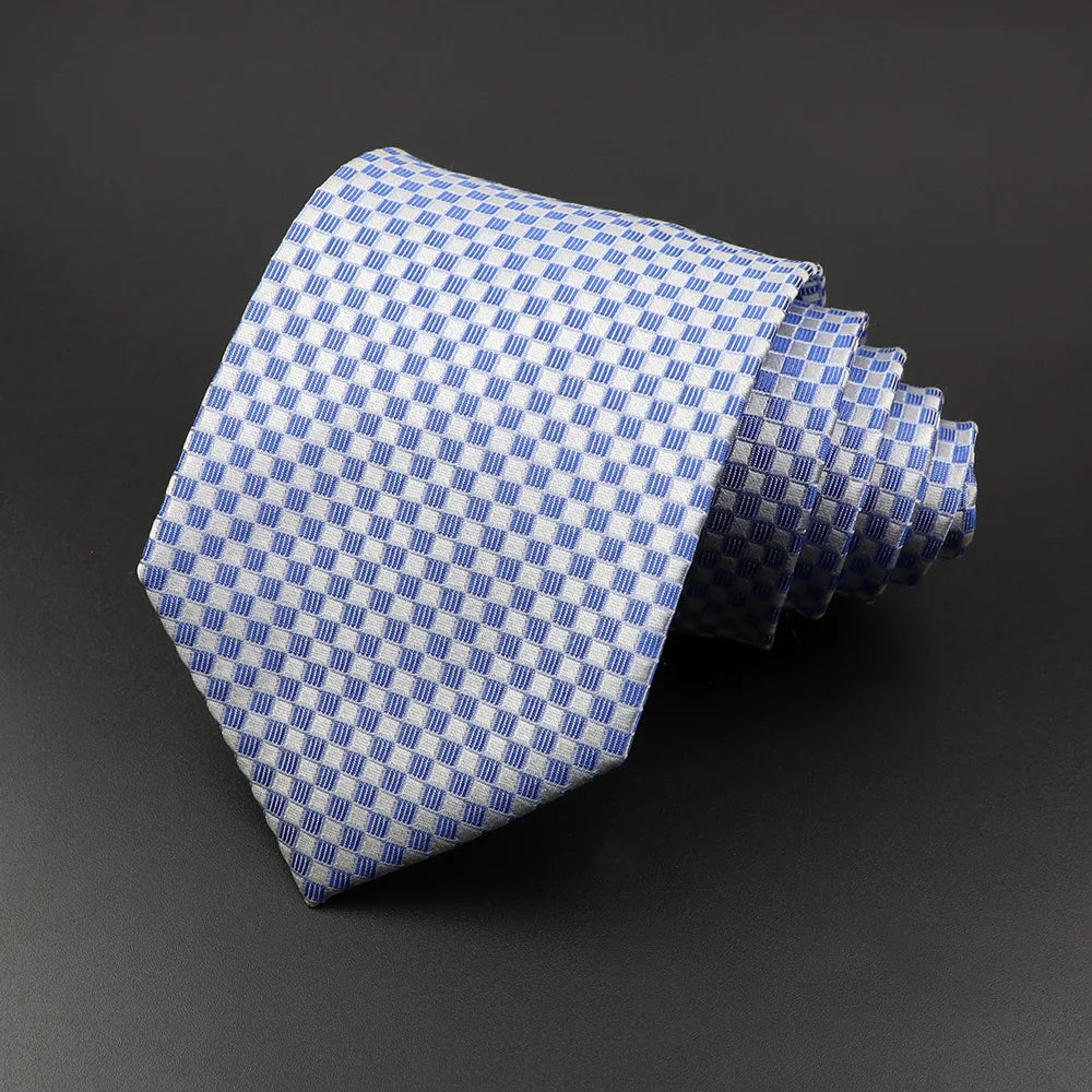 100% Silk Tie 8 cm Stripe Necktie High Quantity Plaid Ties For Men Slim Cravat Neckties Business Meeting Suit Dress Gravatas