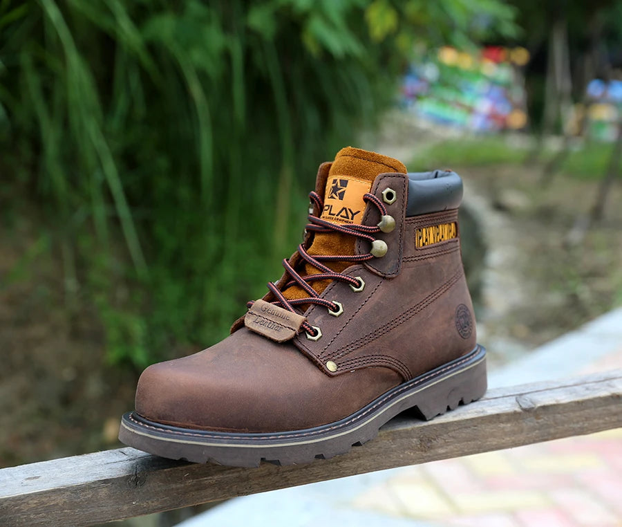 Men's Genuine Leather Boots  Classic Outdoor Boots  Casual Shoes Ankle Motorcycle Boots  Antislip Comfy Shoes Western Style