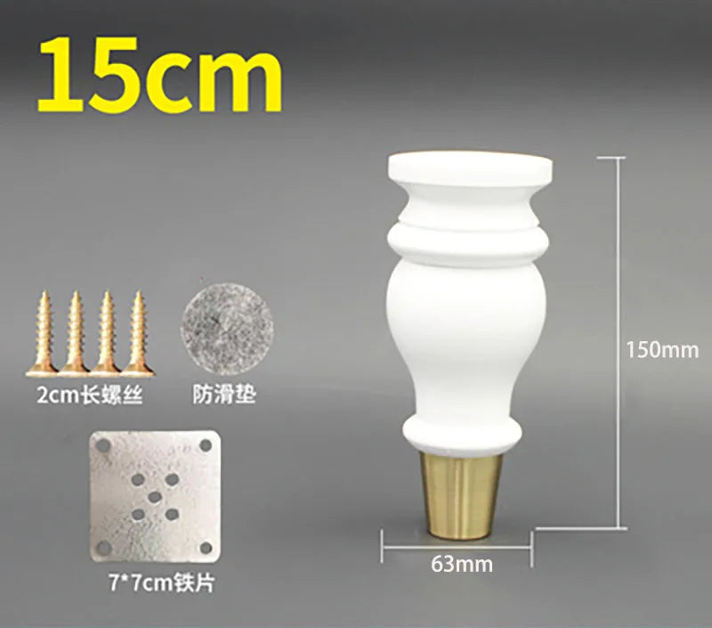 4pcs/lot Wooden Sofa Legs Cabinet Feet with Gold Covers Wardrobe Leg Wood Holder For Furniture TV cabinet Foot Side Table Leg