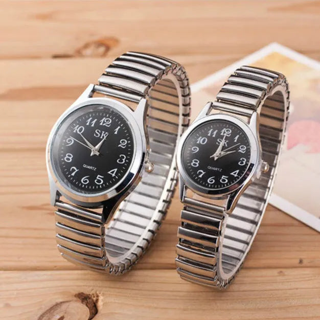 Men Women Fashion Wristwatches Couple Flexible Stretch Band Quartz Watches Man and Ladies Dress Clock Simple Casual Watches
