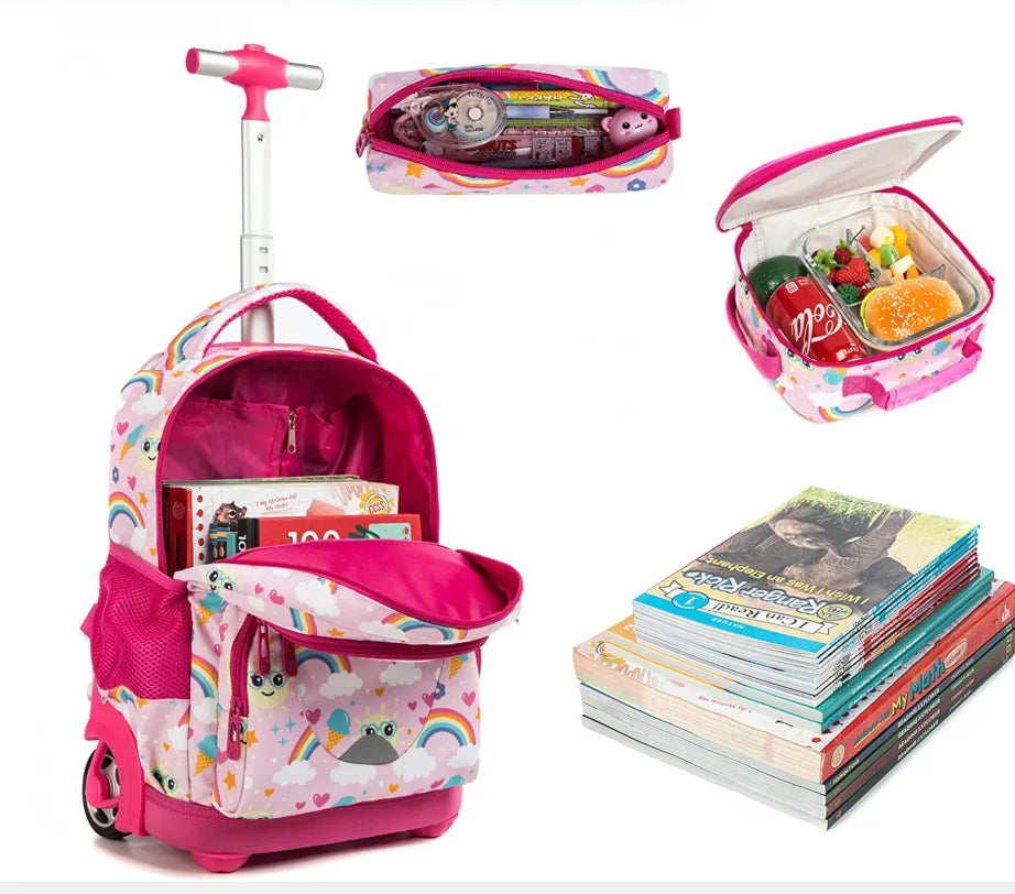Kids School Rolling Backpack Bag for girls School Trolley Bag for boys Laptop Trolley Backpack Bag Children Rolling luggage Bags