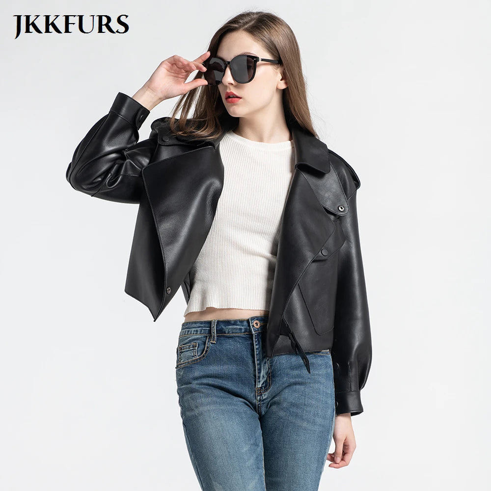2025 26 Colours Women's Genuine Leather Jacket New Fashion Real Leather Coat Lady Autumn Winter Sheepskin Leather S7547