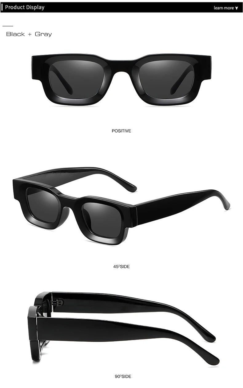 SO&EI Ins Popular Fashion Small Square Polarized Sunglasses Women Retro Punk Shades UV400 Men Trending Sun Glasses