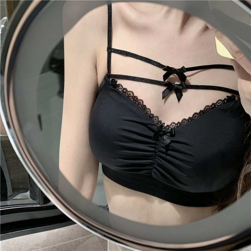 Camis Women Summer Tube Tops for Woman White Bustier Top Bow Cute Spaghetti Strap Korean Fashion Chic All-match Lingerie Simple