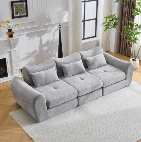 Modular Chenille Square Sofa Set Convertible Folding Sofa Bed Sectional Cushioned Sofa for Apartment & Hotel Living Rooms