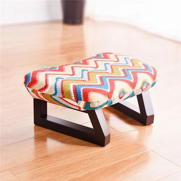 Meditation Bench and Cushion Set with Removable Fabric Cover, Handcrafted Stool, Yoga and Wellness, Meditation