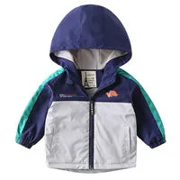Boys Jeans Jackets Spring Girls Fashion Hooded Coats Autumn Children Clothes Kids Casual Zipper Colorblocking Outerwear 1-10Y