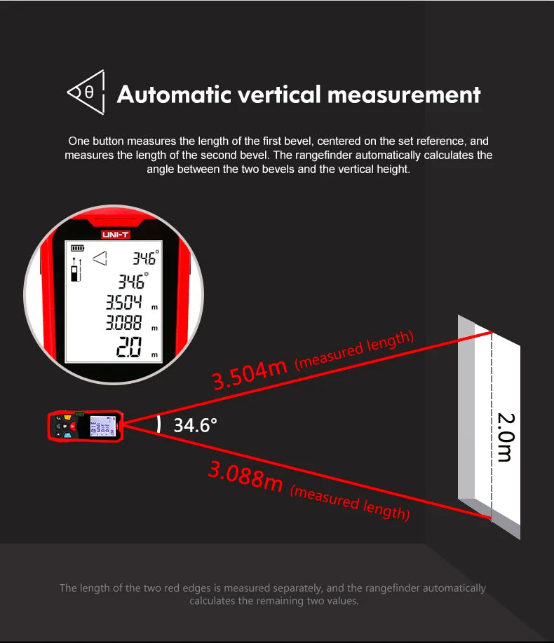 UNI-T Handheld Laser Rangefinder Distance Meter 40M 60M 80M 100M Medidor Laser Tape Build Measure Device Electronic Ruler