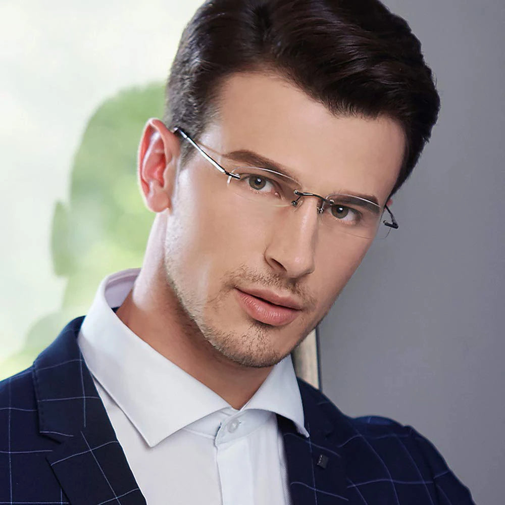 Premium Frameless Reading Glasses for Travel Spiral Metallic Tube Case Spring Hinges Lightweight for Men & Women