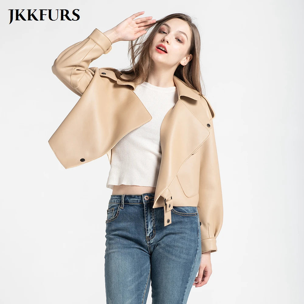 2025 26 Colours Women's Genuine Leather Jacket New Fashion Real Leather Coat Lady Autumn Winter Sheepskin Leather S7547