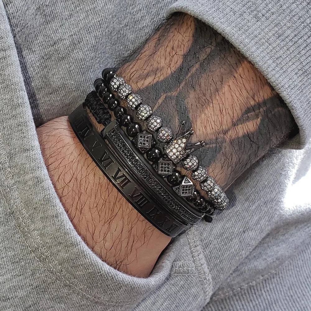 Men Bracelet jewelry 4pcs/set crown charms Macrame beads Bracelets Braiding Man Luxury Jewelry for women bracelet gift