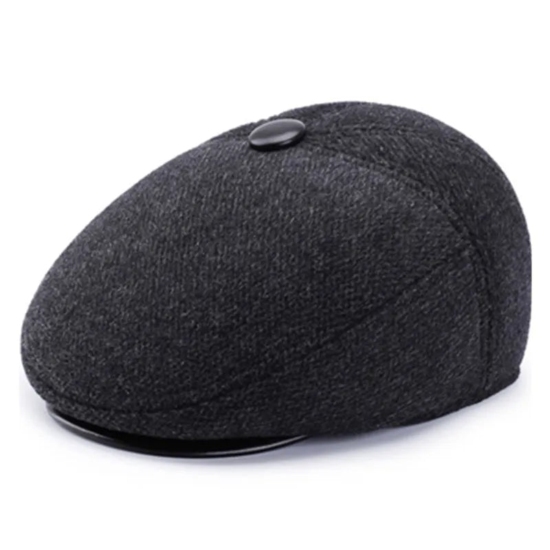 XdanqinX 2026 Winter New Men's Hat Woolen Thick Warm Berets With Earmuffs Male Bone Dad's Hat Trucker Winter Plush Fluff Hats
