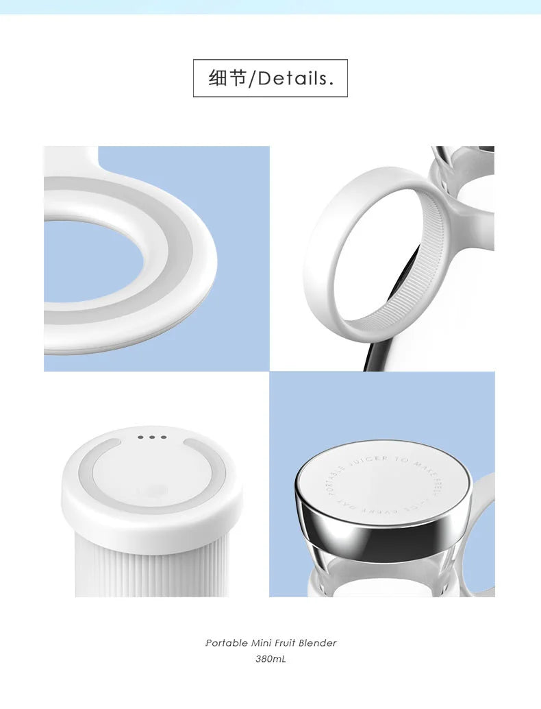 Blender Smoothie Juicer, Portable Blender Mini Jug Blenders, Multifunctional Personal Blender with USB Rechargeable