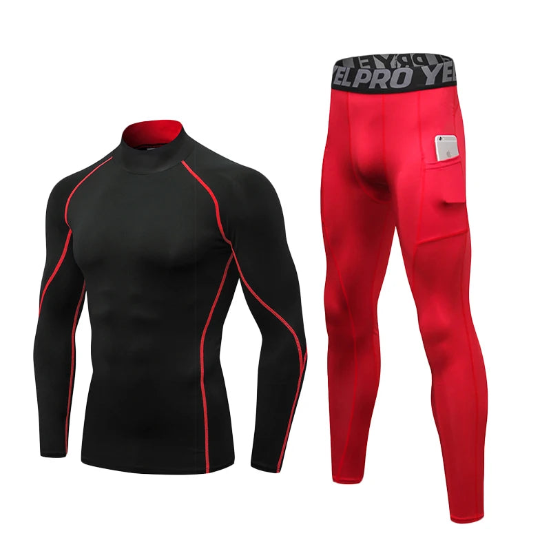 Thermal Underwear Sets Men High Collar Winter Long Johns Thermo Underwear Compression Sweat Quick Drying Thermal Clothing