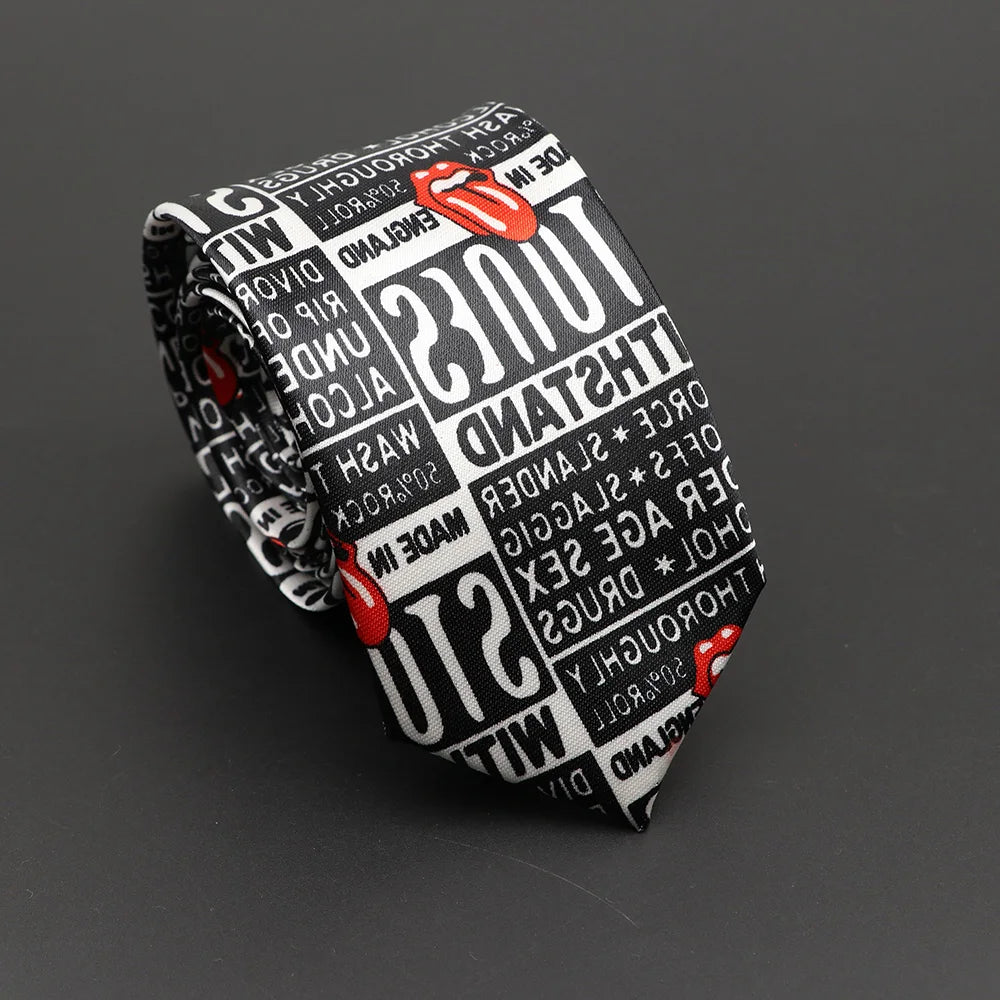 Classic Musical Notes Printed Tie Silky Narrow Neckties Slim Smooth Piano Guitar Necktie Simple Elegant Trendy Unisex Ties Gift