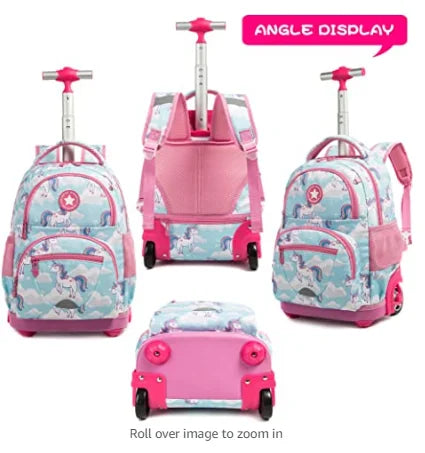 Kids School Rolling Backpack Bag for girls School Trolley Bag for boys Laptop Trolley Backpack Bag Children Rolling luggage Bags