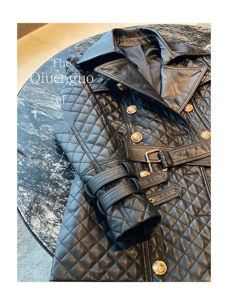 Tajiyane Women's Trench Coats Autumn Spring 100% Genuine Leather Jackets Fashion Sheepskin Coat with Belt Casaco Feminino Gmm830