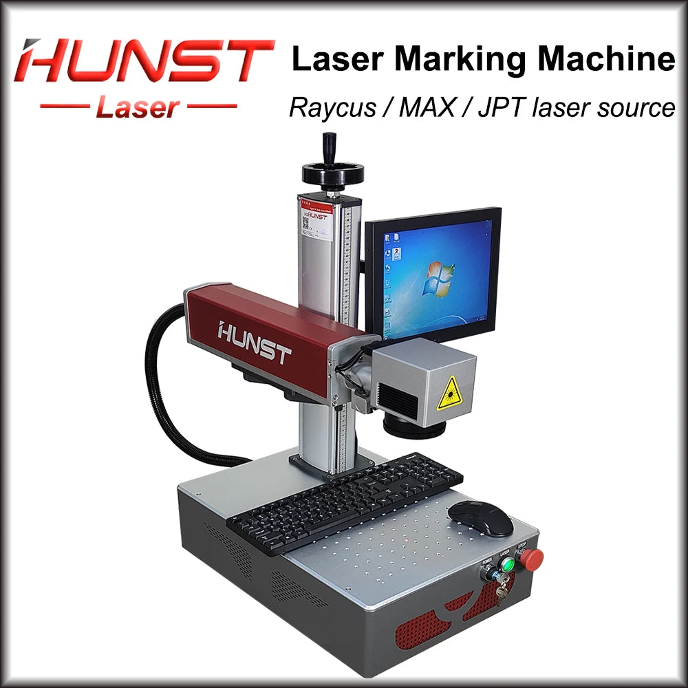 Hunst 30w 50w Fiber Laser Marking Machine Equipped With A PC Computer For Laser Engraving On Metal, Gold And Silver Jewelry