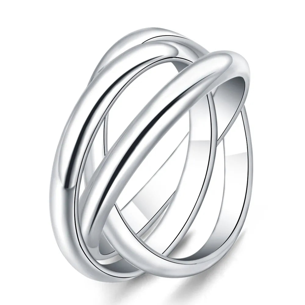 925 Sterling Silver Ring Fashion Simple Three Circle Ring For Woman Charm Jewelry Engagement Gift R167