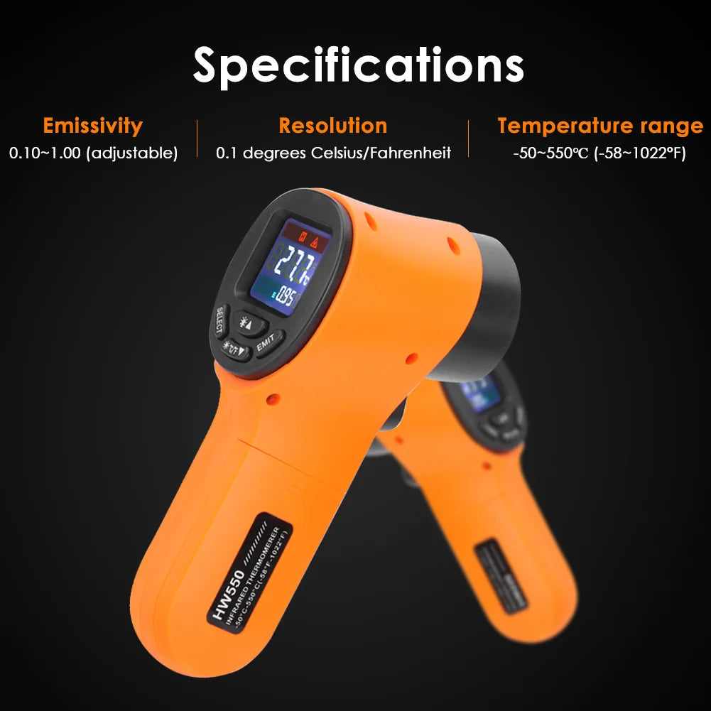 Digital Infrared Thermometer -50~600℃ GM320/GM320S/HW600/HW550 LCD Display Contactless Thermometer Pyrometer IR Laser Point