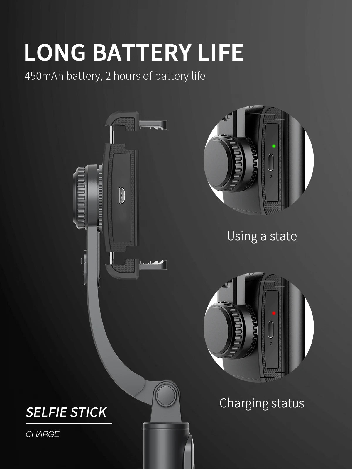 Handheld Gimbal Smartphone Bluetooth Handheld Stabilizer with Tripod Selfie Stick Folding Gimbal for Smartphone Xiaomi iPhone