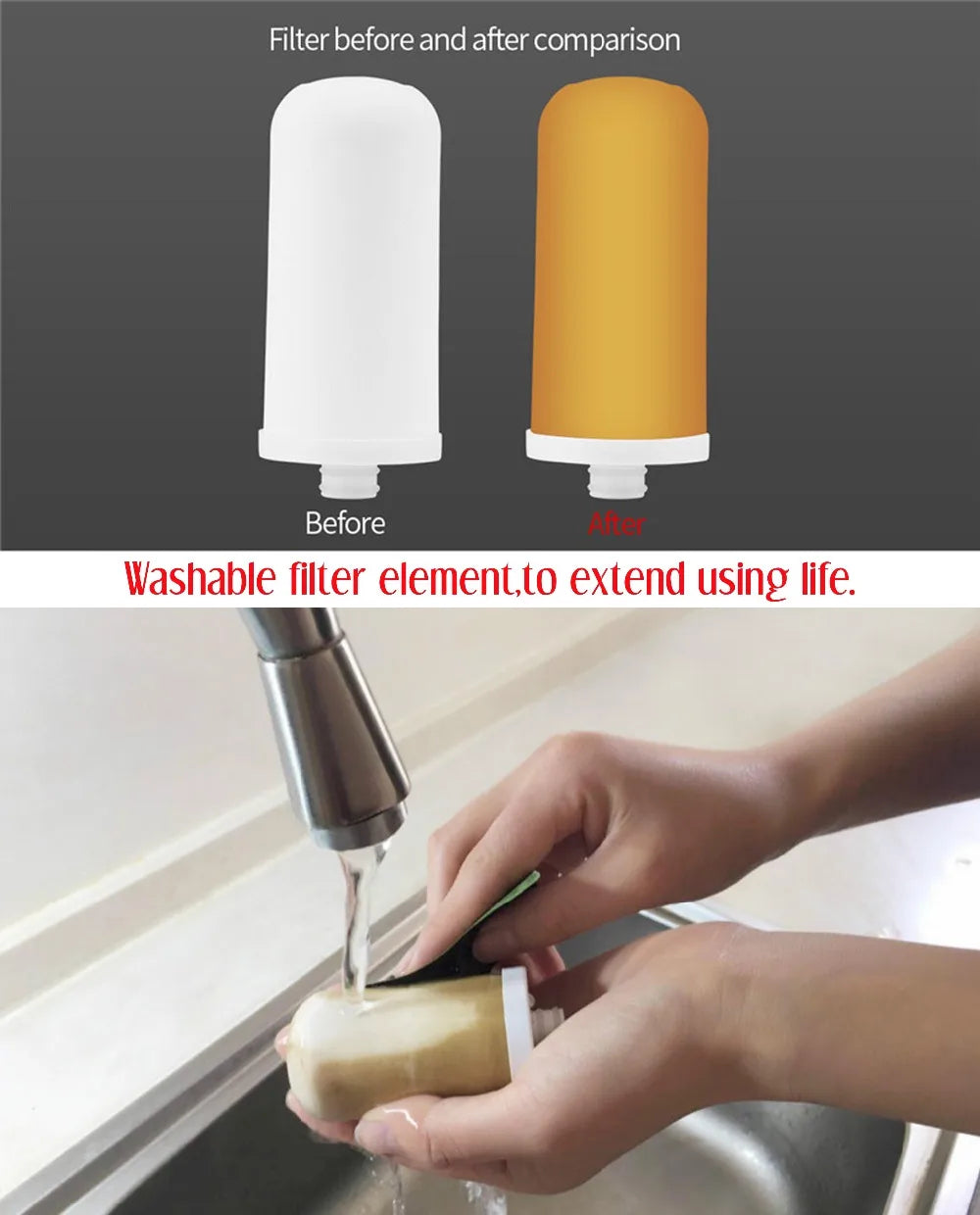 Tap Faucet Water Cartridge Carbon Filter for Kitchen Accessories Removal Rust Bacteria