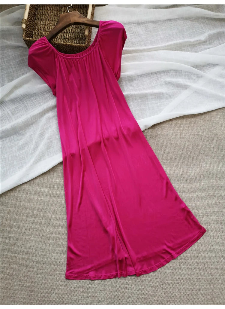 50% Pure Silk Nighties for Women Sleeping Dress Long Nightgown Nighty for Ladies Loose Plus Size Home Wear Summer