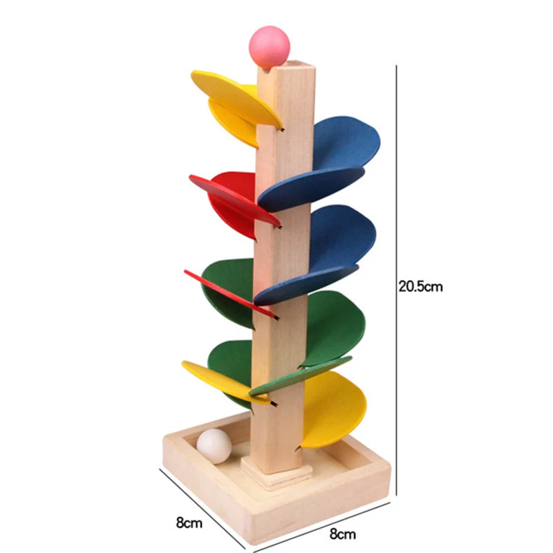 Mini Colorful Tree Marble Ball Run Track Building Blocks Kids Wooden Toys Montessori Learning Educational Toys for Children