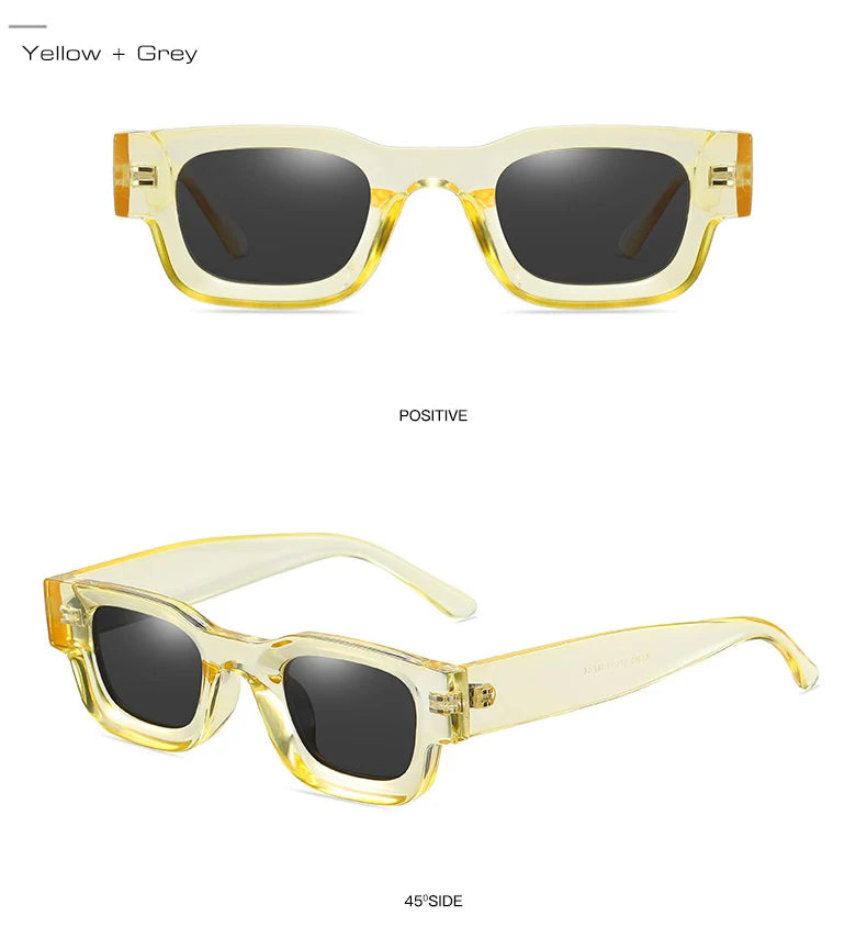 SO&EI Ins Popular Fashion Small Square Polarized Sunglasses Women Retro Punk Shades UV400 Men Trending Sun Glasses