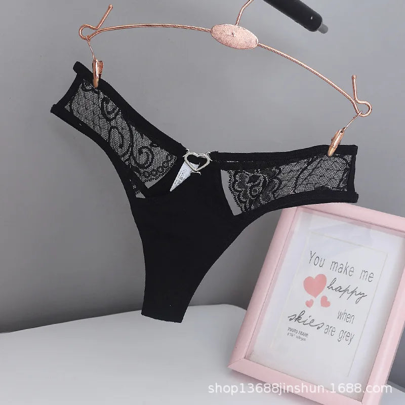 Women's Sexy lingerie Thongs G-string Underwear Panties Briefs Ladies T-back luxury peach heart thong pure cotton lace