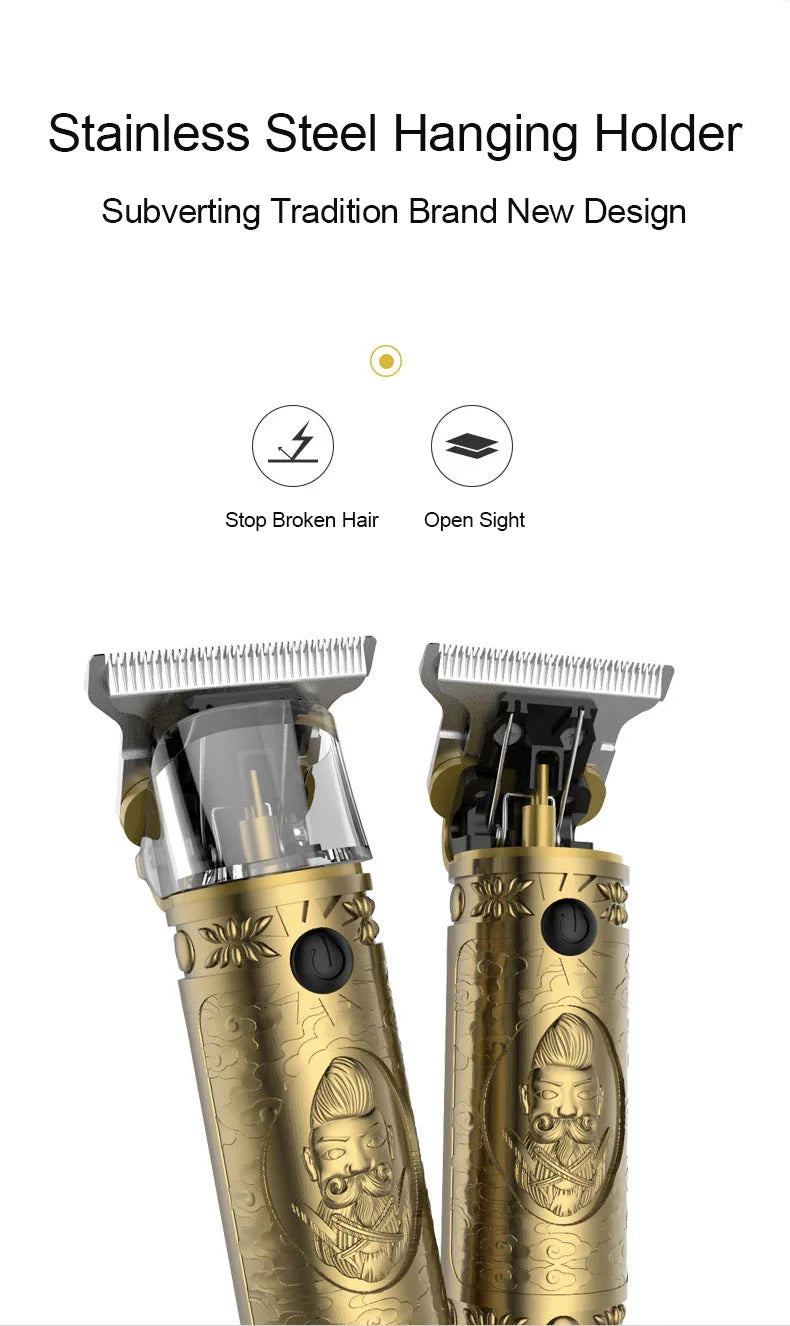 Professional T Bald Head Hair Trimmer Barber Rechargeable Hair Clipper Men Hair Cutting Machine Beard Trimmer 0mm Razor Shaver
