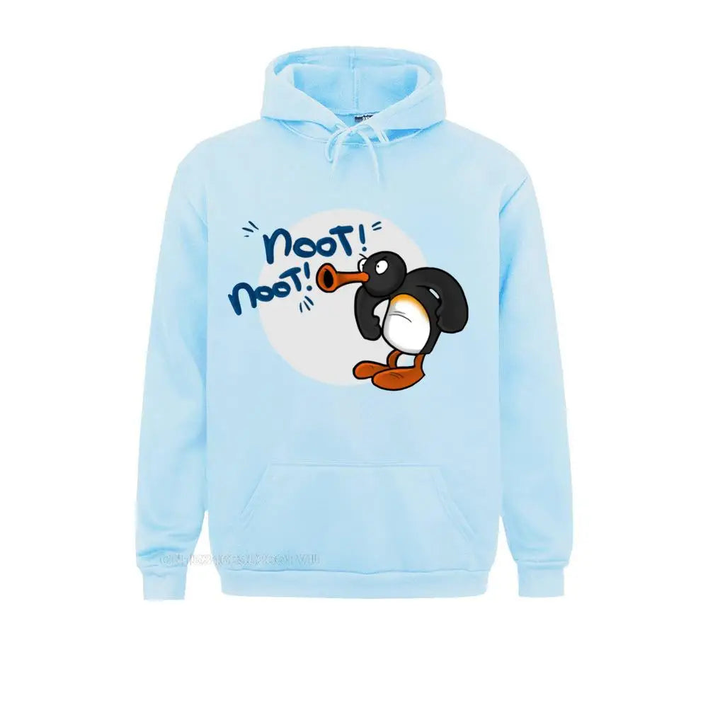 Noot Noot Pingu Hoodies Men Cotton Funny Hoodie Round Collar Penguin Meme Funny Cartoon Tees Clothes Printing