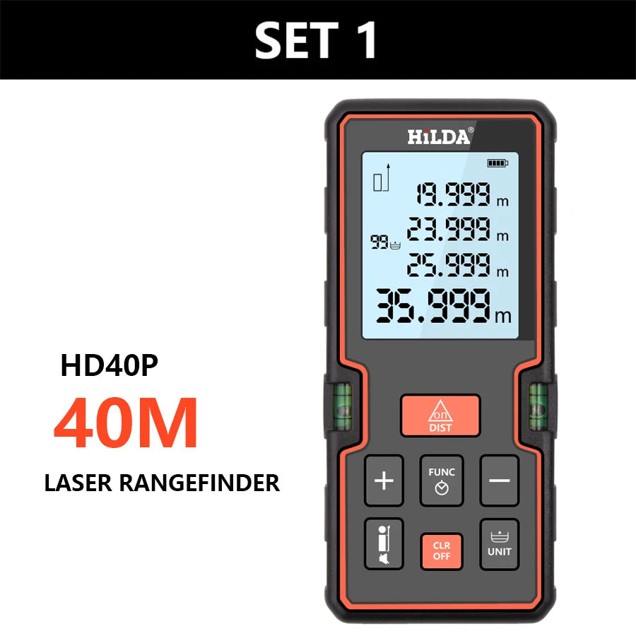 HILDA Laser Rangefinder Distance Meter 40M 60M 80M 100M Rangefinder Laser Tape Range Finder Building лазерный дальномер