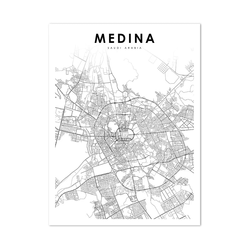 Islamic Holy Cities Makkah Prints Madinah Quds Jerusalem Arabic Wall Art Canvas Painting Mecca Posters Living Room Home Decor