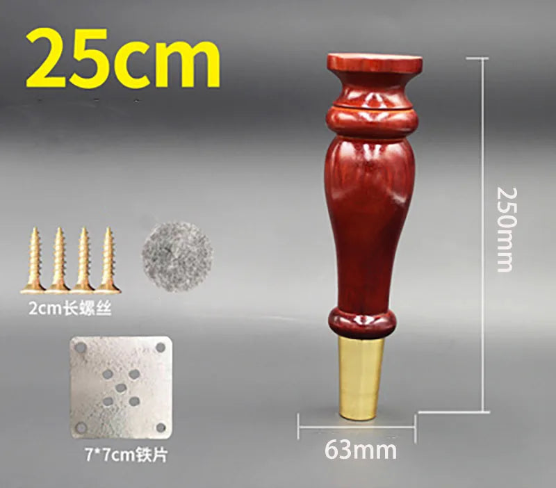 4pcs/lot Wooden Sofa Legs Cabinet Feet with Gold Covers Wardrobe Leg Wood Holder For Furniture TV cabinet Foot Side Table Leg