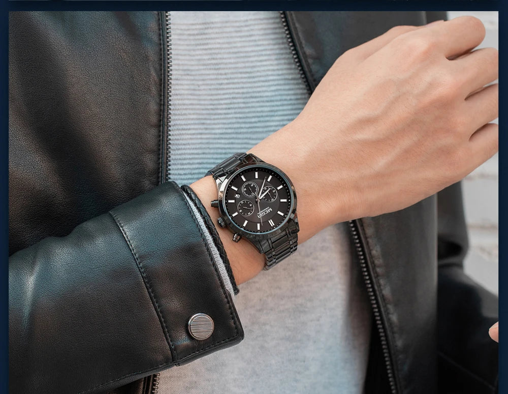 MEGIR Watches for Men 2021 New Chronograph Quartz Watch Luxury Stainless Steel Wristwatch Man Relogios Masculino часы мужские