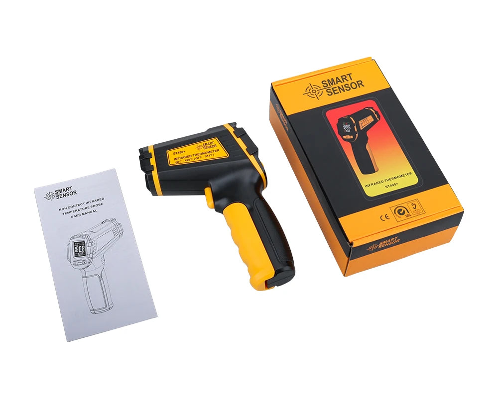 Digital Infrared Thermometer Laser Temperature Meter Non-contact Pyrometer Imager Hygrometer IR Termometro Color LCD Light Alarm