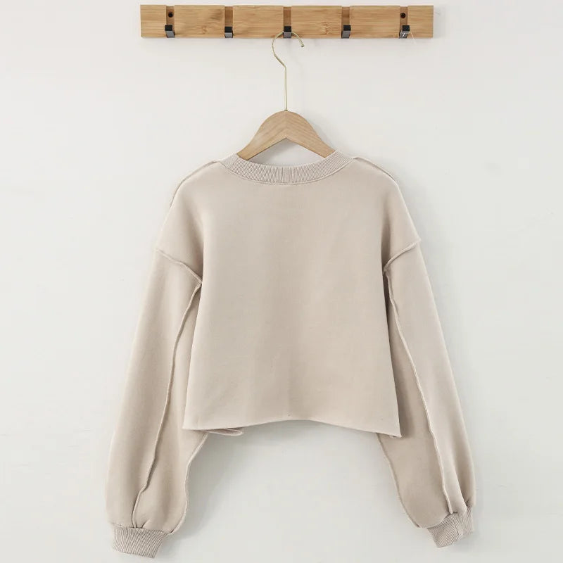Thick Oversized Women Sweatshirt Hoodies Warm Fleece Casual Long Sleeve Harajuku Streetwear Crop Pullover Ropa Mujer