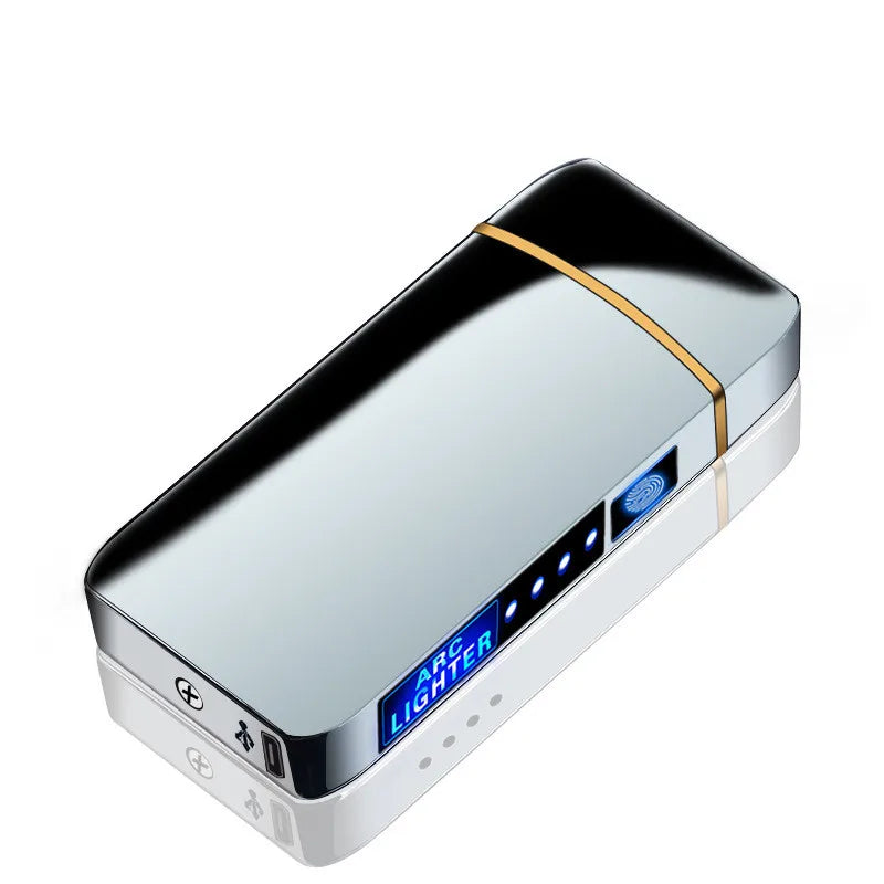 Windproof Electric Metal Lighter Double Arc Plasma Rechargeable USB Lighter Touch Induction Smoking Lighter Men's Gadgets