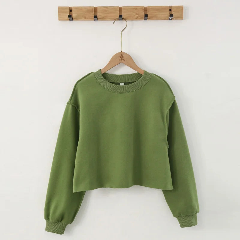 Thick Oversized Women Sweatshirt Hoodies Warm Fleece Casual Long Sleeve Harajuku Streetwear Crop Pullover Ropa Mujer
