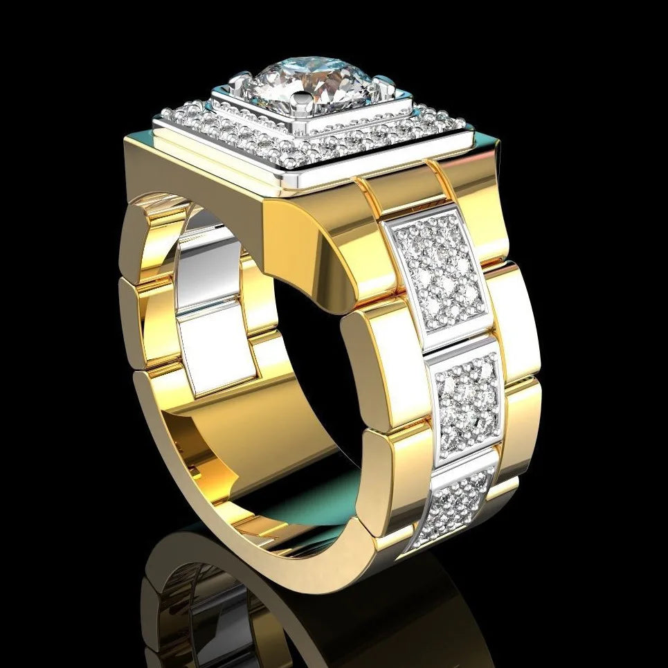 14 K Gold White Diamond Ring for Men Fashion Bijoux Femme Jewellery Natural Gemstones Bague Homme 2 Carats Diamond Ring Males