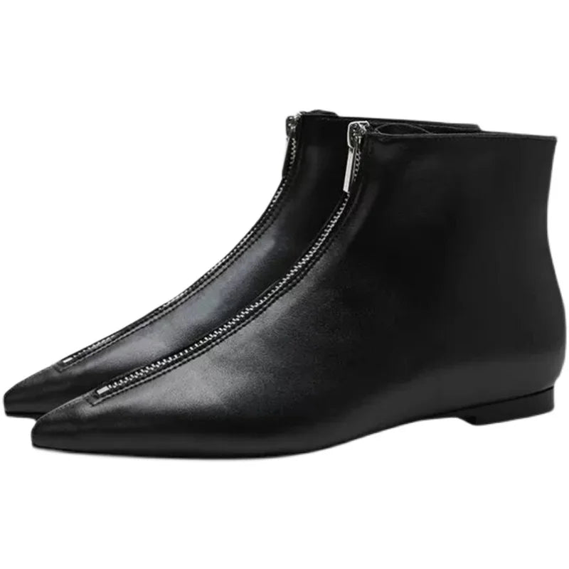 2026 New Flats Sexy  Women Pointed Toe Ankle Boots British Woman Footwear Female Shoes Wedge Boots New Zipper Design Short Boots