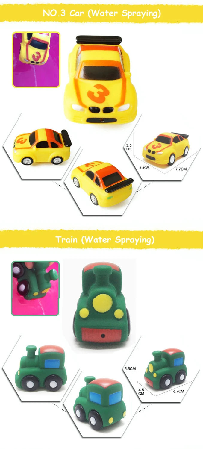 Bath Toy Swimming Water Toys Cartoon Soft Rubber Car Boat Plane Float Squeeze Sound Water Spray Kids Water Play Toys Gifts
