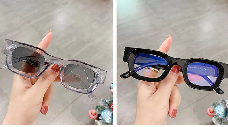 SO&EI Ins Popular Fashion Small Square Polarized Sunglasses Women Retro Punk Shades UV400 Men Trending Sun Glasses