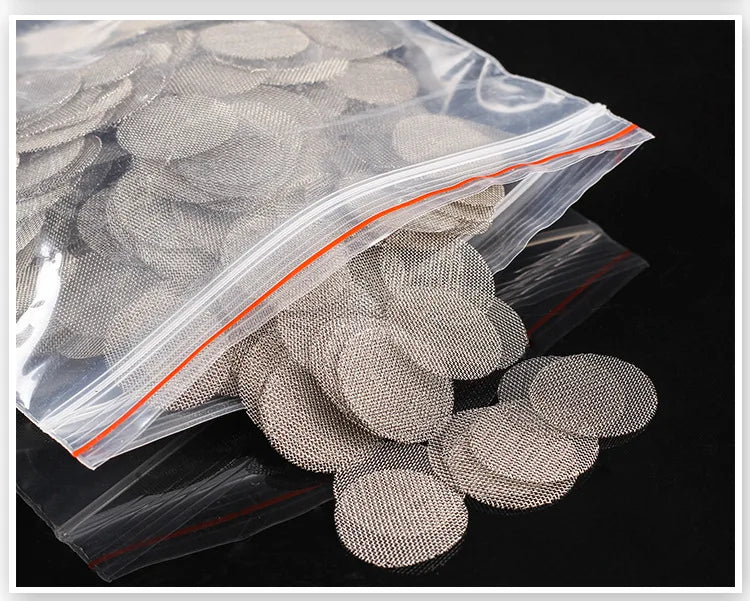 50pcs Smoking Tobacco Metal Filters Pipe Screen Gauze Thickened Multifunctional Hookah Water Pipe Stainless Steel Net Wholesale