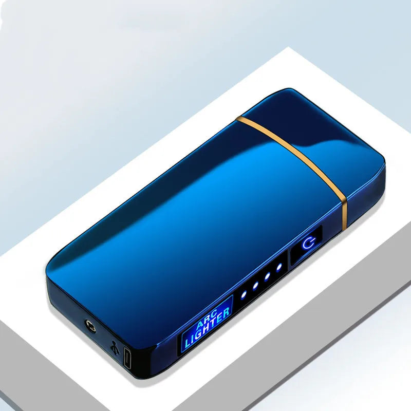 Windproof Electric Metal Lighter Double Arc Plasma Rechargeable USB Lighter Touch Induction Smoking Lighter Men's Gadgets