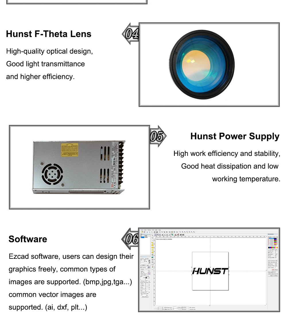 Hunst 30w 50w Fiber Laser Marking Machine Equipped With A PC Computer For Laser Engraving On Metal, Gold And Silver Jewelry