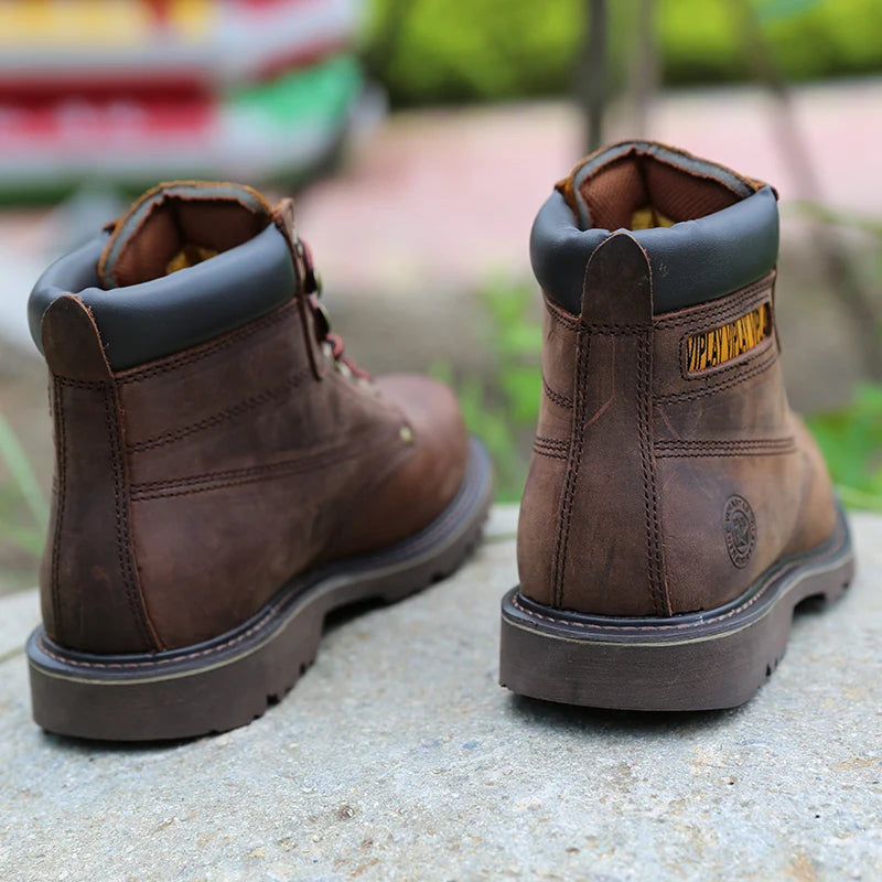 Men's Genuine Leather Boots  Classic Outdoor Boots  Casual Shoes Ankle Motorcycle Boots  Antislip Comfy Shoes Western Style